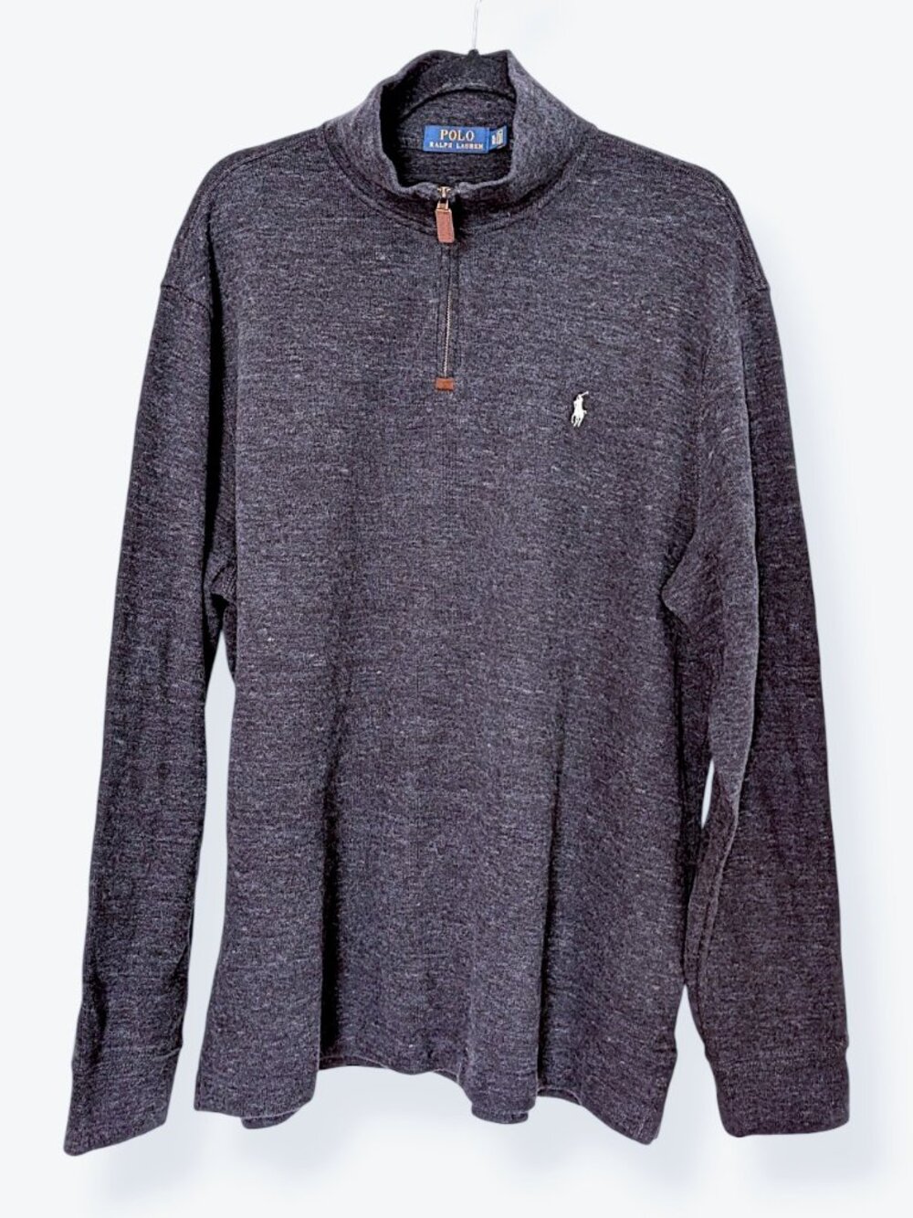 Polo Ralph Lauren estate rib quarter zip heather black minimalist sweater M's XL - Picture 5 of 11